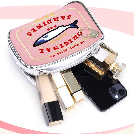 Funny Sardine Tin Makeup Bag - Travel Cosmetic Storage Pouch Organizer