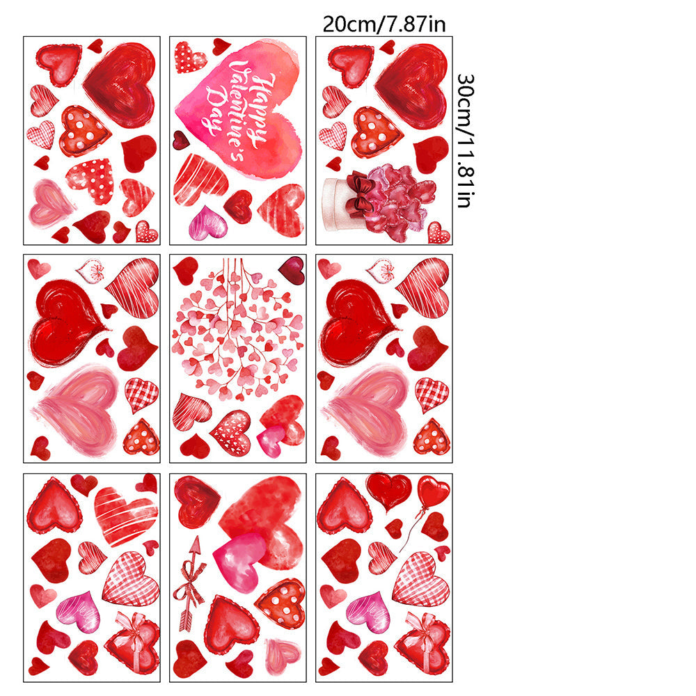 Romantic Heart Window Clings - Home Glass Window Valentine Wedding Decals