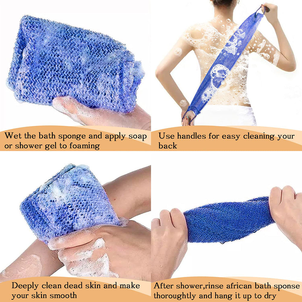 3 Pcs - African Bath Sponge Exfoliating Net - Home Bathroom Shower Skin Exfoliating Daily Bath Accessory