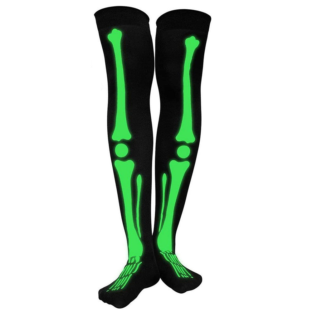 Glow in the Dark Skeleton Glove & Stocking Set - Halloween Party Cosplay Costume Accessory