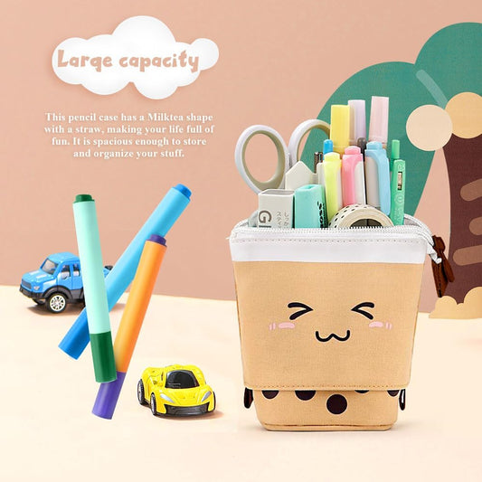 Adorable Bubble Tea Pencil Case - School Office Stationery Storage Bag