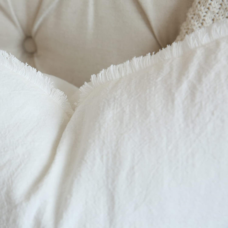17"X17" Cozy White Pillow Cover with Fringe-Next Deal Shop-Next Deal Shop