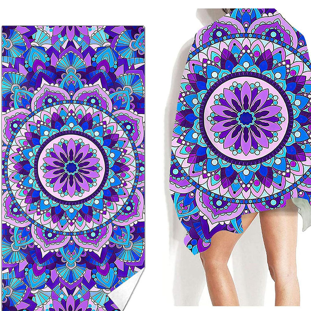 Mandala Floral Print Beach Towel - Summer Pool Seaside Vacation Quick Dry Bath Towel