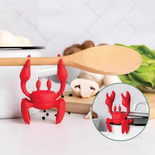 Novelty 2 in 1 Silicone Crab Design Spoon Rest & Steam Releaser - Kitchen Counter Accessory