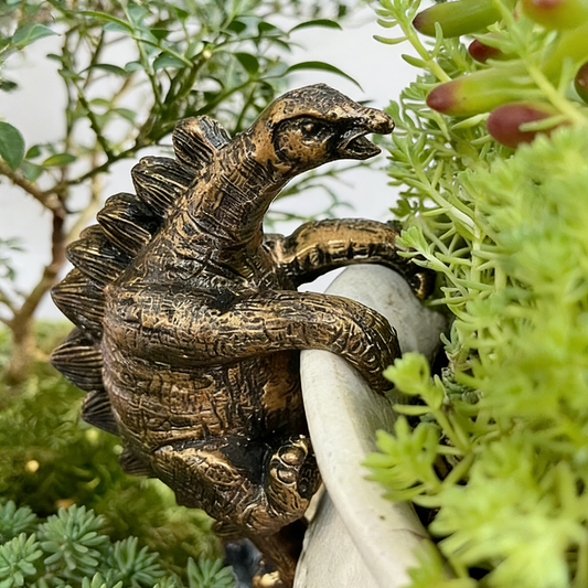 Hand Painted Stegosaurus Pot Hugger - Garden Yard Potted Plant Edge Decor
