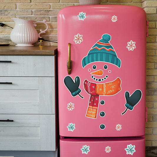 Adorable Snowman & Snowflake Stickers Set - Window Wall Xmas Winter Decor