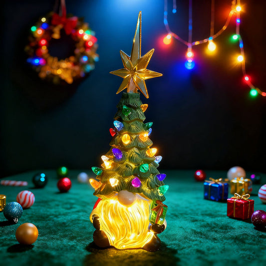 LED Light Up Christmas Gnome Decoration - Indoor Tabletop Home Holiday Ornament Decor
