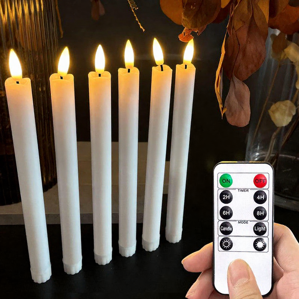 Battery-Powered Flameless LED Candle with Remote Control - 6 Pack, Table & Mantel Decor