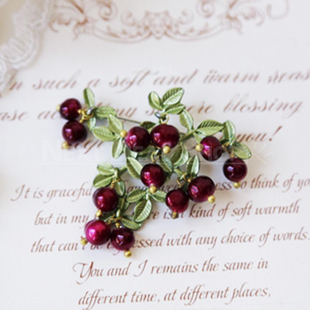 Brooch - Floral Collection-Next Deal Shop-Red Cranberry-Next Deal Shop