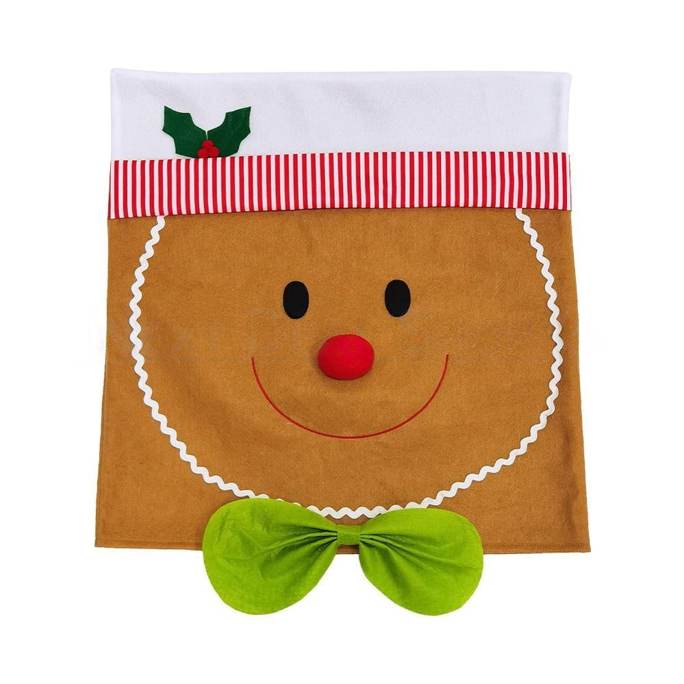 Christmas Themed Gingerbread Man Chair Cover - Festive Dining Room Party Decor