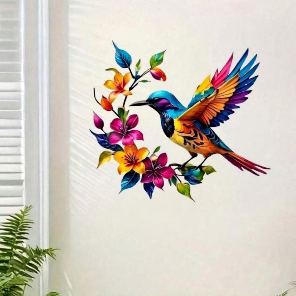 Colorful Metal Hummingbird Wall Decor - 11-Inch, Patio & Indoor Wall Art Decor