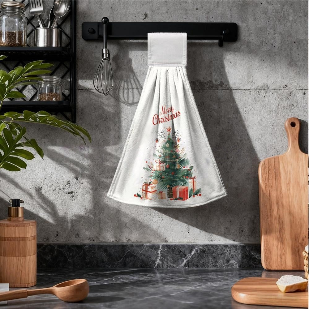 Festive Holiday Print Christmas Kitchen Hand Towels - Set of 2, Kitchen Holiday Decor
