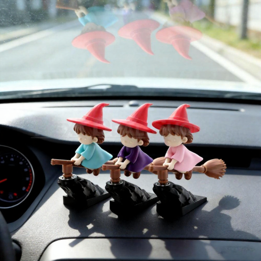 Funny Flying Witch Car Dashboard Ornament - Car Interior Decor