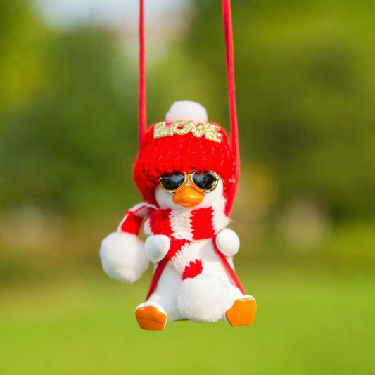 Funny Resin Duck Car Hanging Ornament - Cute Rearview Mirror Pendant for Vehicle Interior