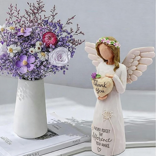 Hand Painted Resin Angel Figurine - 5.1-Inch, Shelf & Tabletop Indoor Decor