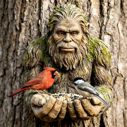 Hand Painted Resin Bigfoot Bird Feeder - 5.7-Inch, Backyard Garden Wildlife Accessory