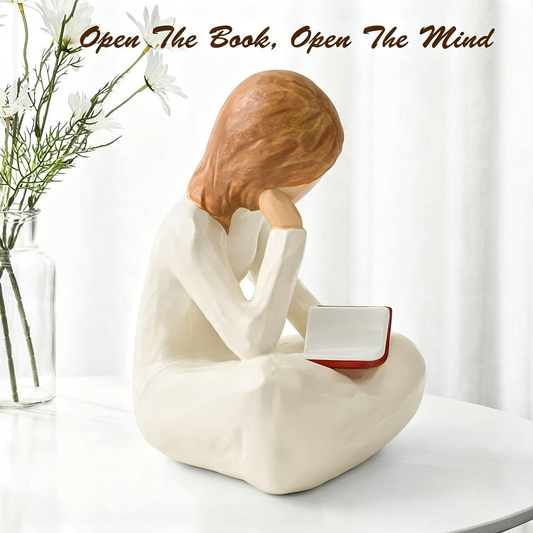 Hand Painted Resin Reading Thinker Figurine - Desk & Shelf Indoor Decor