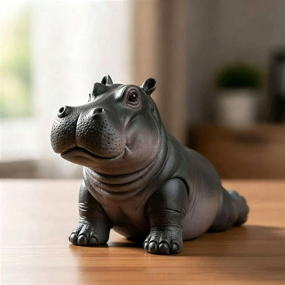 Hand Painted Resin Yoga Pose Hippo Figurine - 3.1-Inch, Tabletop & Lawn Garden Decor