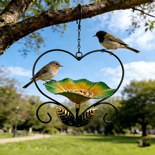 Metal Flower Design Hanging Bird Feeder - Garden & Backyard Wildlife Accessory