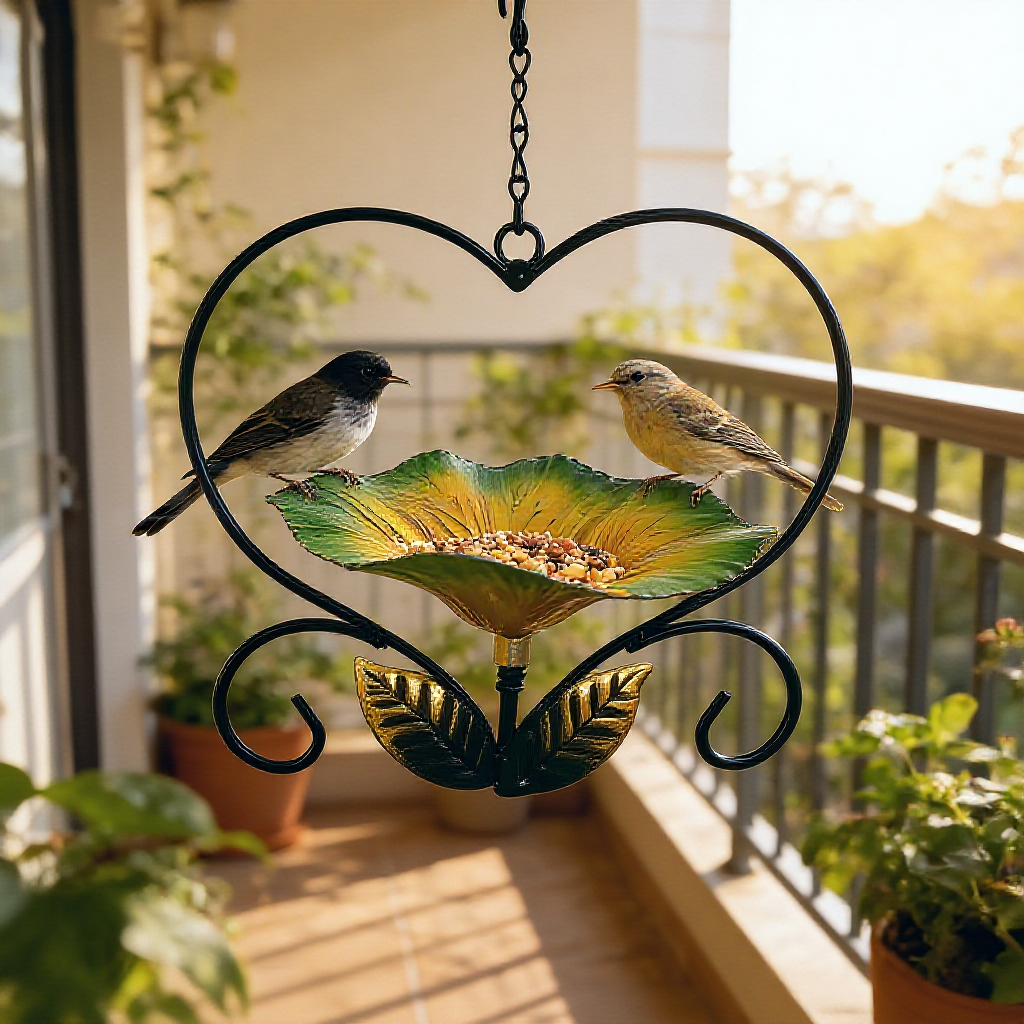 Metal Flower Design Hanging Bird Feeder - Garden & Backyard Wildlife Accessory