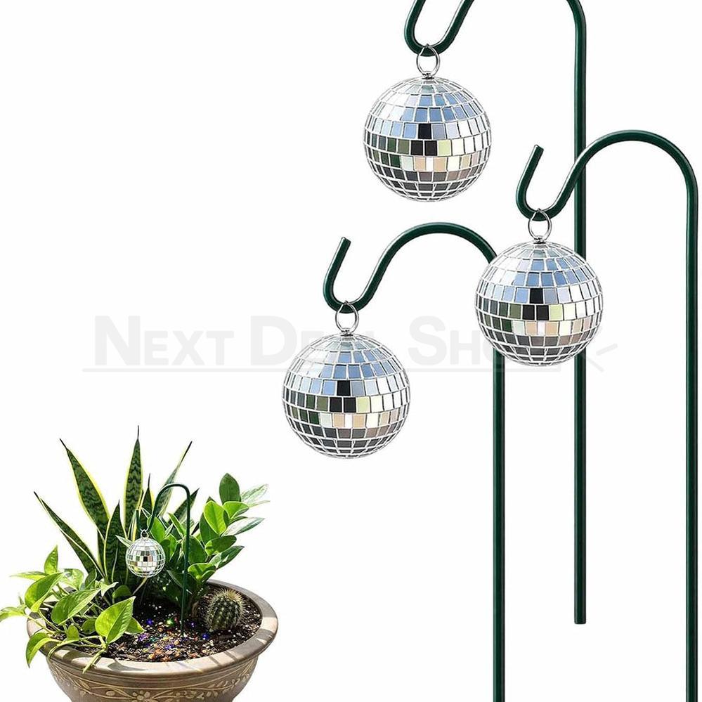 10 Pack - Sparkly Reflective Disco Ball Garden Stake Plant Pot Decor