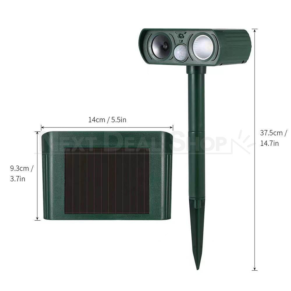 Solar Powered Ultrasonic Animal Repeller with Motion Sensor - Yard Garden Outdoor Pest Deterrent Device