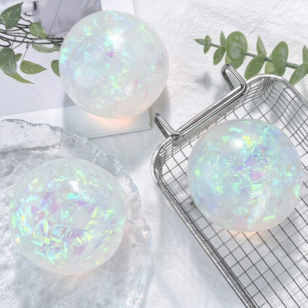Iridescent Coconut Oil Squishy Stress Relief Ball - Novelty Sensory Toy Gift