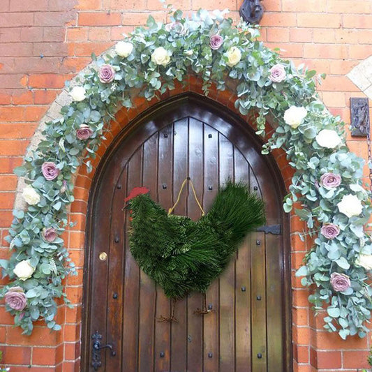Handmade Christmas Chicken Door Wreath