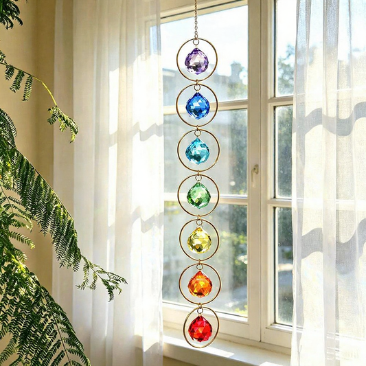 Rainbow Chakra Crystal Suncatcher - Home Window Bedroom Wall Hanging Decoration