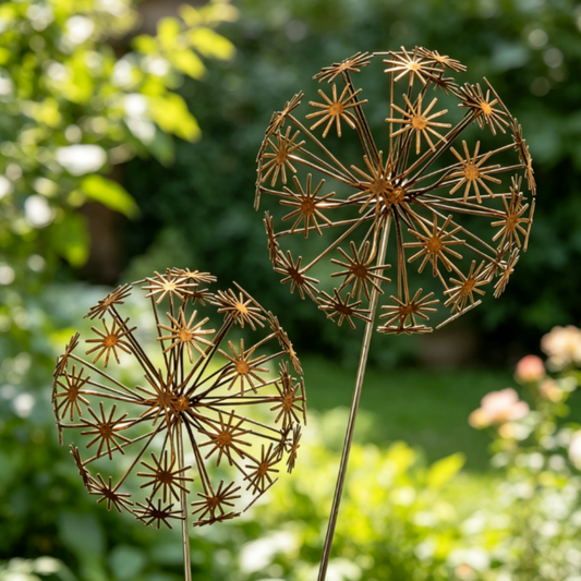 Rustic Metal Dandelion Garden Stake - Yard & Lawn Outdoor Yard Art
