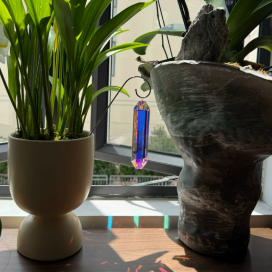 Iridescent Crystal Suncatcher Plant Stake - Potted Plant Home Garden Decor