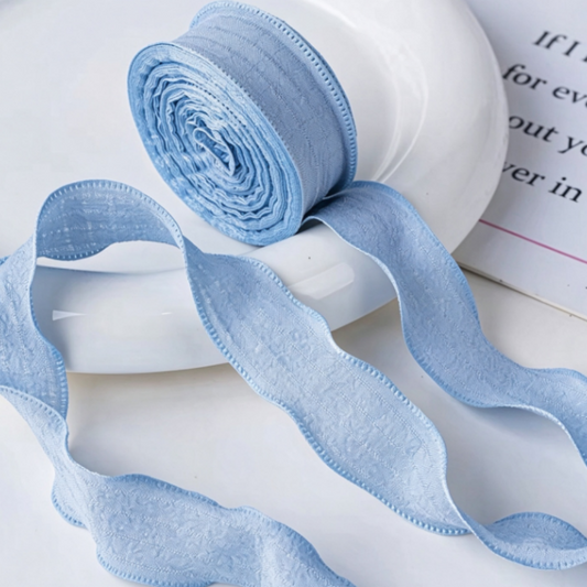 29.5 ft Elegant Ruffle Edge Wrapping Ribbon - Decorative Wrapping Trim for Christmas Gift Box, Holiday DIY Craft Projects