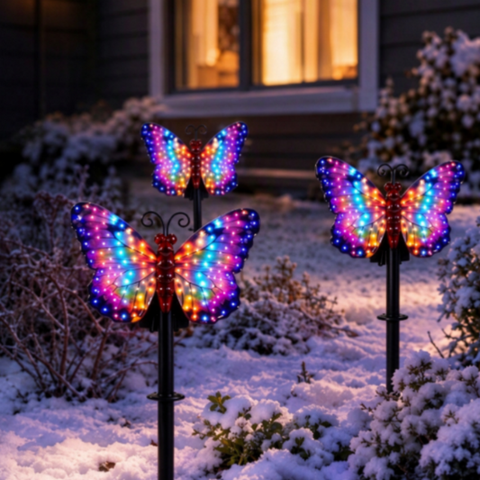Multicolor Solar Powered LED Butterfly Stake Light - Garden Yard Patio Pathway Outdoor Landscape Decor