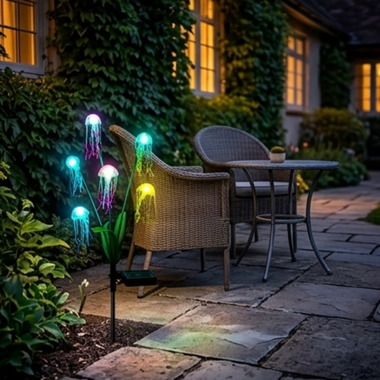 Multicolor Solar Powered Jellyfish LED Garden Stake Light - Waterproof Outdoor Yard Patio Flower Bed Pathway Decor