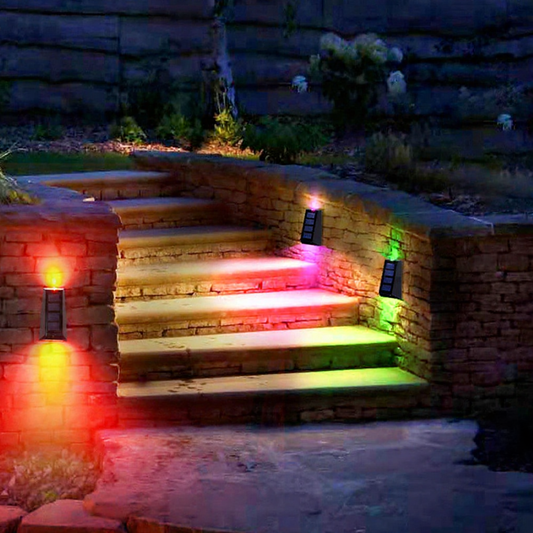 Solar Powered Up & Down LED Wall Light - 2 Pack, Weatherproof Outdoor Patio Exterior Lighting