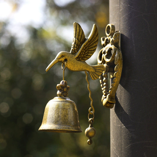 Vintage Metal Hummingbird Doorbell - Porch Front Door Decor