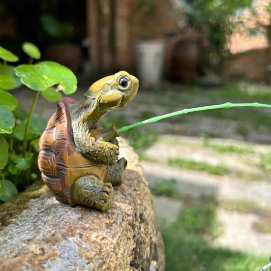Whimsical Resin Fishing Turtle Garden Figurine - Outdoor Lawn Patio Yard Decor