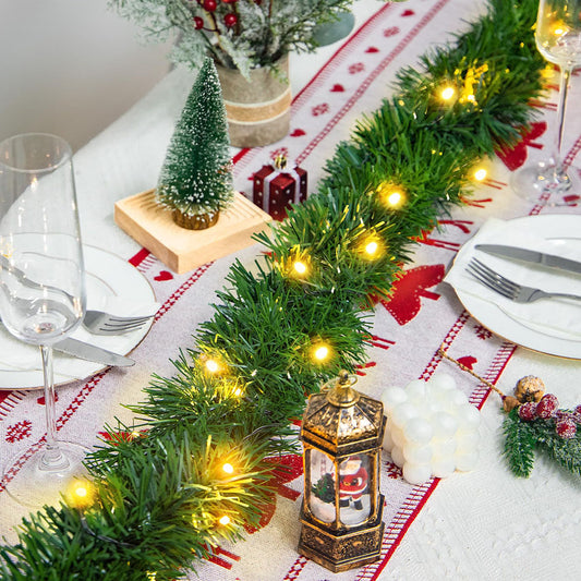 19.7 ft Christmas Lighted Tinsel Garland - 40 LED, Fireplace Mantel Stair Railing Xmas Party Festival Home Decor