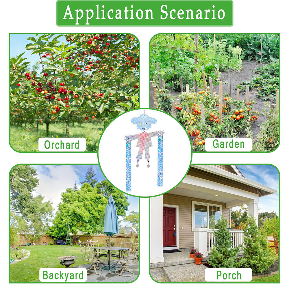 Reflective Scarecrow Hanging Bird Deterrent - Garden Yard Backyard Bird Repellent Decor