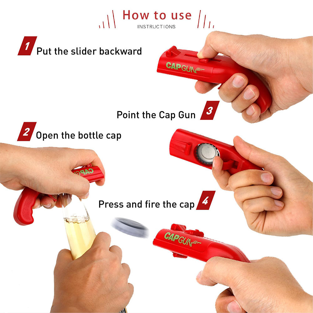 Set of 3 Bottle Opener Cap Launchers - Fun Beer Opener For Home Kitchen Bar Party Novelty Gift