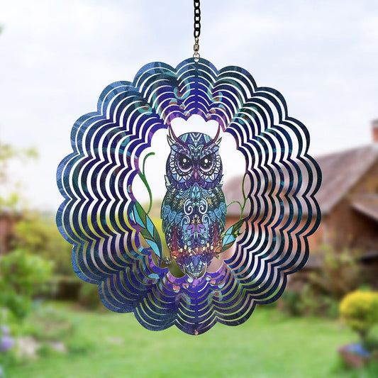 Metal Owl Outdoor Wind Spinner - Garden Yard Patio Outdoor Wind Decoration