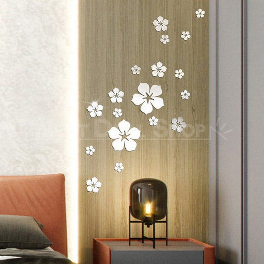 18 Pcs Flower Shape Self-Adhesive Mirror Stickers-Next Deal Shop-Next Deal Shop