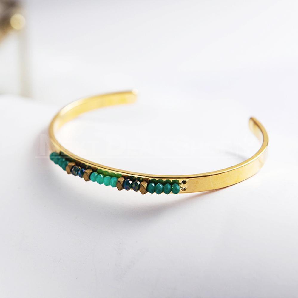 18K Gold Plated Gem Stone Cuff-Next Deal Shop-Next Deal Shop