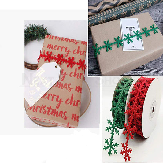 16.4 ft Felt Snowflake Trim Ribbon - Christmas Gift DIY Craft Decor
