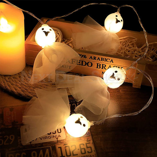 Battery Powered Halloween LED Ghost String Light - 4.92 ft, 10 LED, Home Yard Window Spooky Party Decor