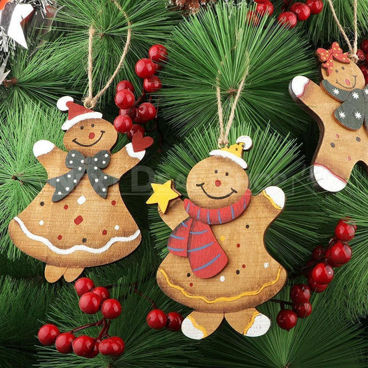 8 Pcs Wooden Gingerbread Man Hanging Christmas Ornaments-Next Deal Shop-Next Deal Shop