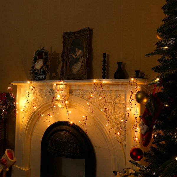 Christmas Red Pearl Garland Fairy Light Next Deal Shop UK