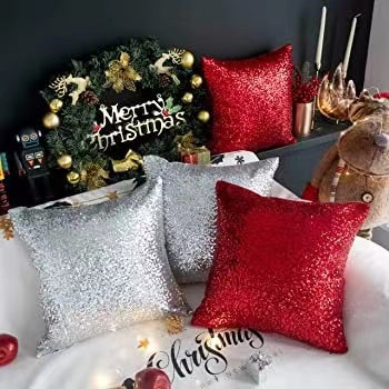 3 Pcs - Festive Reversible Sequin Cushion Cover