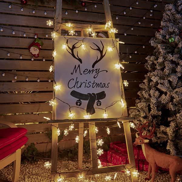 XMAS Solar-Powered Snowflake LED String Lights