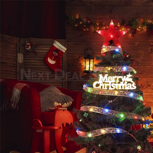 32ft Multi-Color LED Christmas Silver Ribbon Light